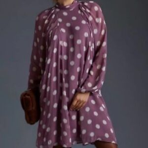 Anthropolgie Polka Dot Long Sleeve Dress